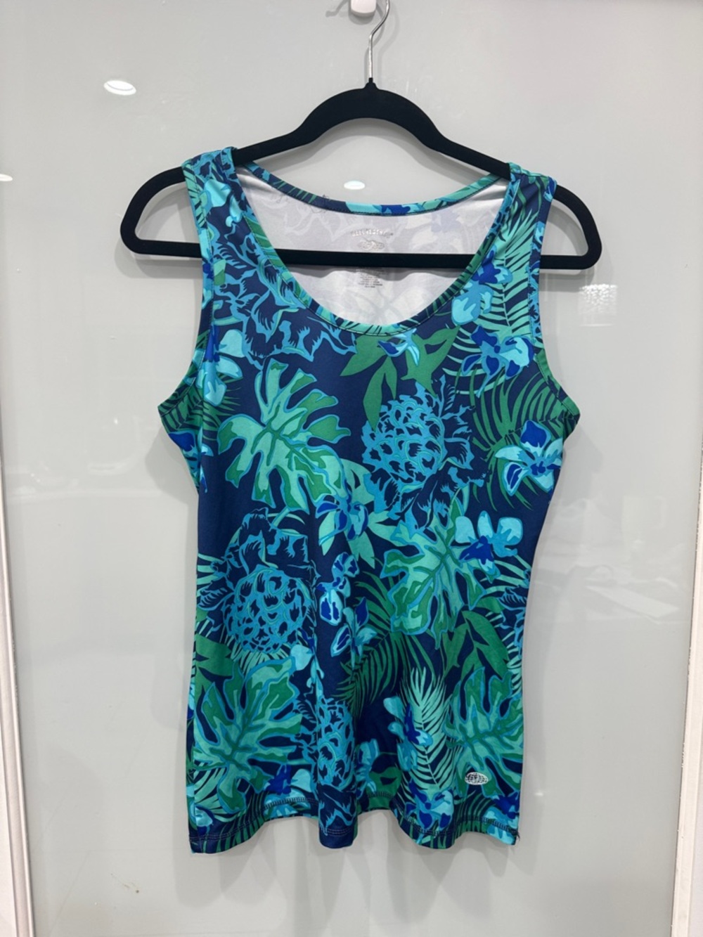 Reel Legends Women's Blue Green Tropical Fishing Beach Tank Top Sz M